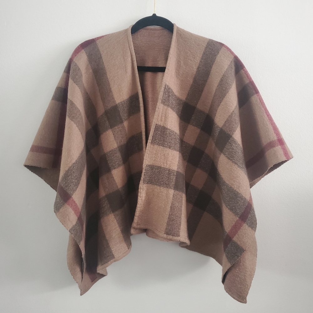 Burberry Plaid Check Poncho Wrap Cape